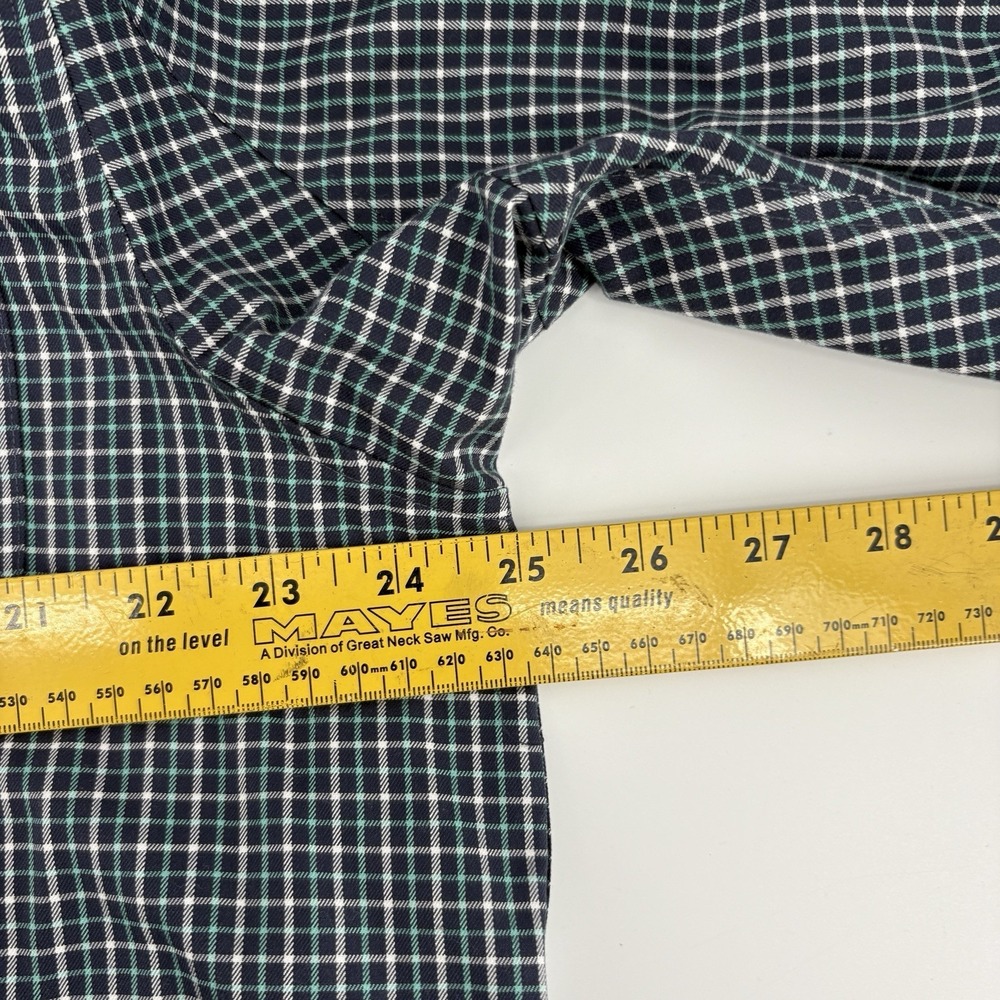 Duluth Trading Co Button Up Dress Shirt Men's L Dark Teal Blue Check Long Sleeve - Picture 8 of 10